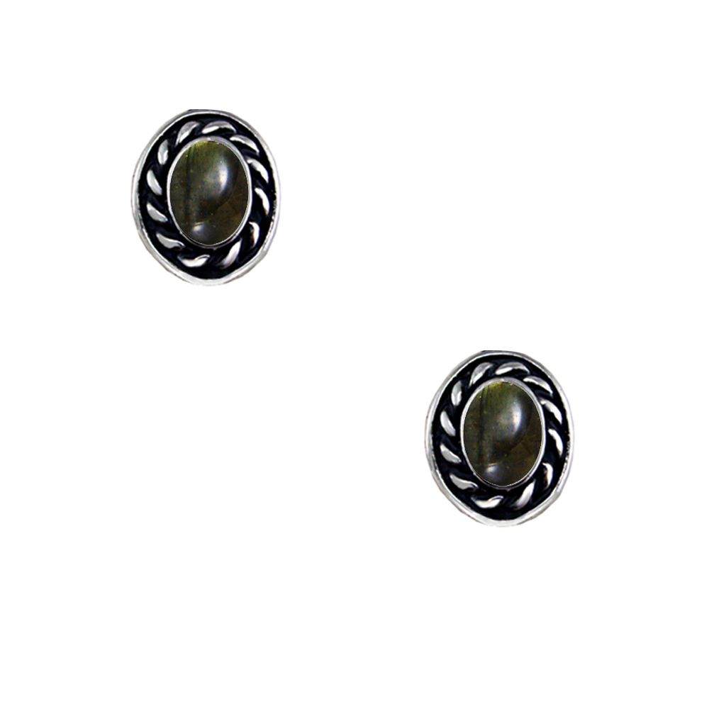 Sterling Silver Little Spectrolite Post Stud Earrings
